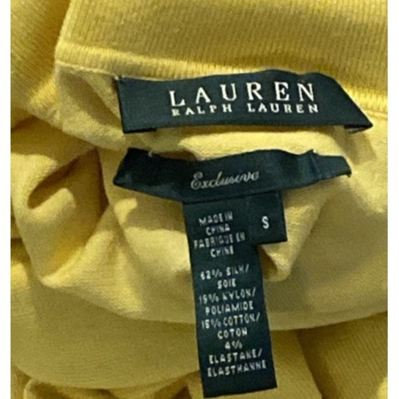Lauren Ralph Lauren Silk Blend Mock Neck Sweater Yellow Size S - Picture 3 of 3